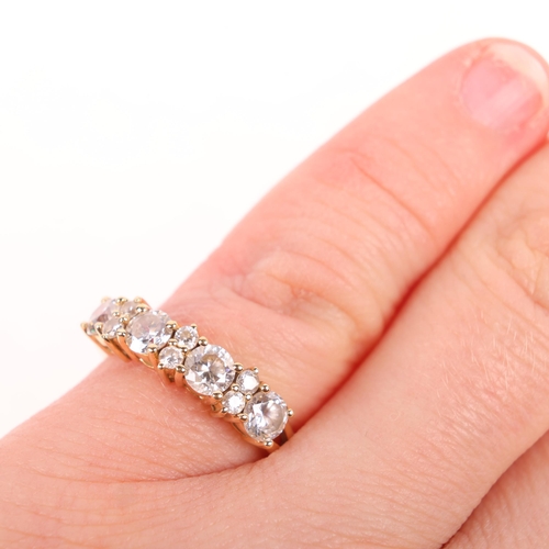 1402 - An 18ct gold cubic zirconia half hoop ring, setting height 4.9mm, size J, 3g