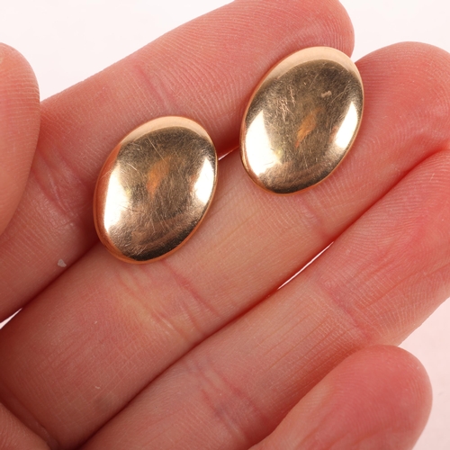 1433 - A pair of American 14ct gold oval cufflinks, by Birks, 18.1mm, 6g