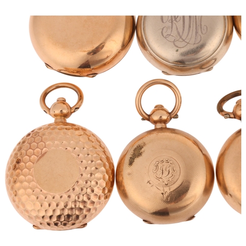 1441 - 6 Antique sovereign cases, including gold plated novelty golf ball example, 3.5cm (6)