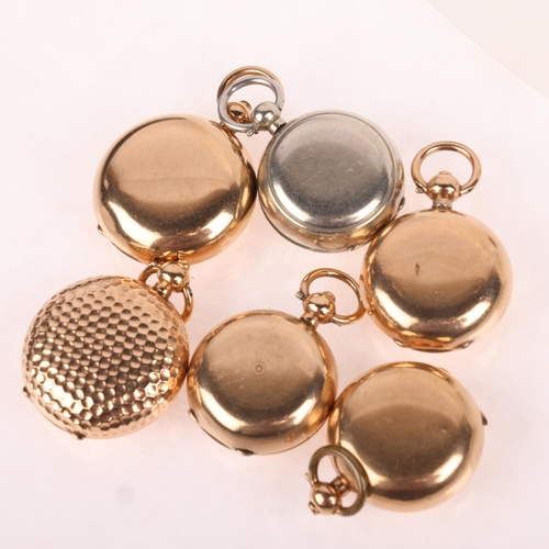 1441 - 6 Antique sovereign cases, including gold plated novelty golf ball example, 3.5cm (6)