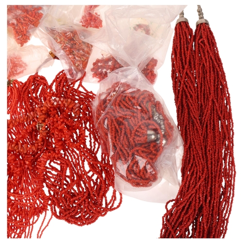 1444 - A quantity of coral jewellery, including bead necklaces and loose beads