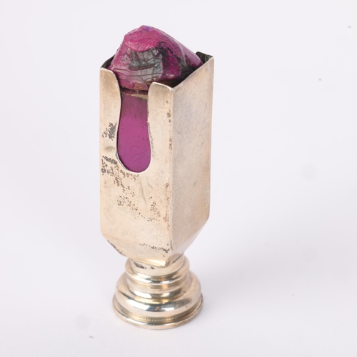 1604 - An Art Deco George V silver combination sealing wax and seal, GH James & Co, London 1913, 6cm