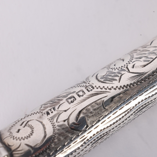 1613 - A George V silver cheroot holder case, maker WH, London 1916, allover foliate engraved decoration, 8... 