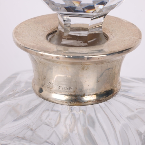 1628 - An Elizabeth II silver-mounted glass square-section decanter, Mappin & Webb, London 1969, 24cm