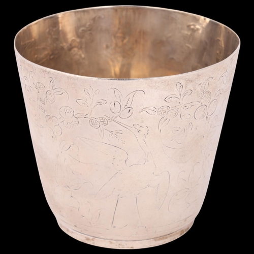 1635 - A Portuguese silver 'Chinoiserie' beaker, Antonio Firmo Da Costa, Lisburn circa 1800, circular flare... 