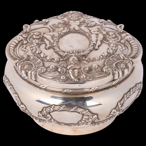 1641 - TIFFANY & CO - an American sterling silver dressing table box and cover, circa 1900, round bulbous f... 