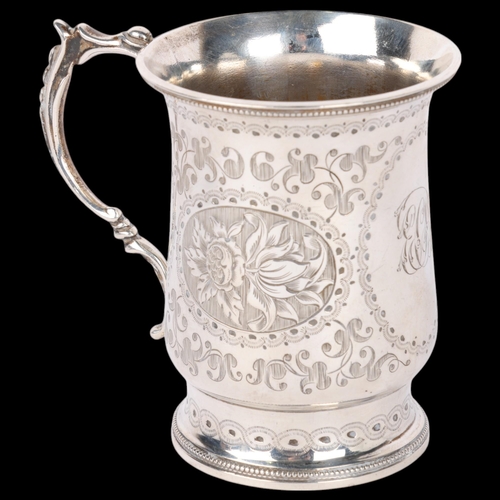 1645 - A Victorian silver christening mug, Daniel & Charles Houle, London 1865, flared cylindrical form, wi... 