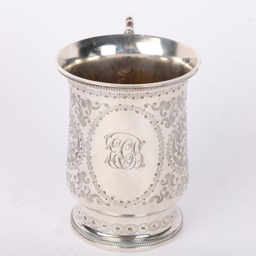 1645 - A Victorian silver christening mug, Daniel & Charles Houle, London 1865, flared cylindrical form, wi... 