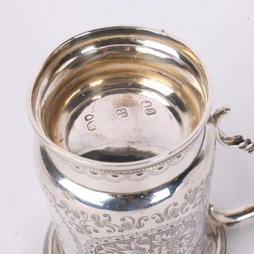 1645 - A Victorian silver christening mug, Daniel & Charles Houle, London 1865, flared cylindrical form, wi... 