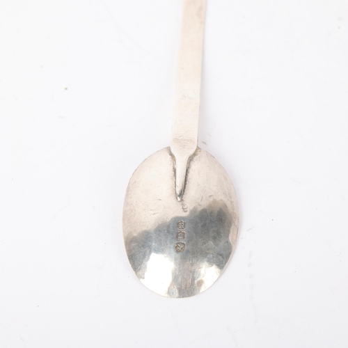 1655 - An Arts and Crafts George V silver long-handled spoon, Sandheim Brothers, London 1916, 16cm, 0.7oz