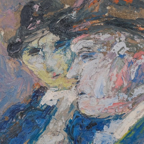 202 - Impressionist portrait of 2 figures, early to mid-20th century oil on canvas, unsigned, 29cm x 24cm,... 