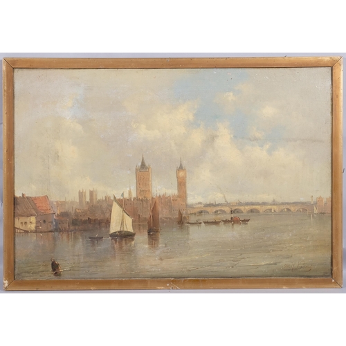 209 - Alfred H Vickers (1834 - 1919), Thames at Westminster, oil on canvas, 51cm x 76cm, slip frame