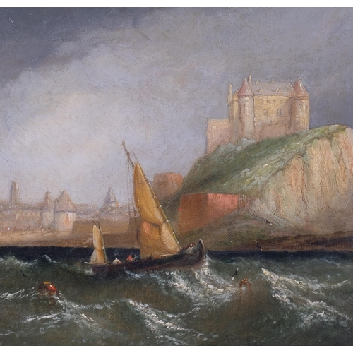 212 - William Adolphus Knell (1805 - 1875), Dieppe coastal scene, oil on canvas, 25cm x 31cm, unframed