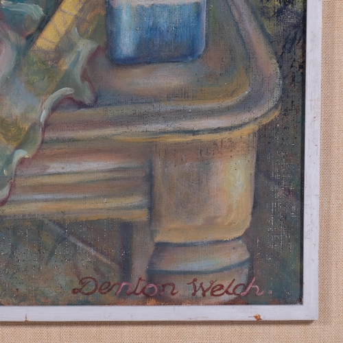 213 - Denton Welch (1915 - 1948), still life, oil on board, signed, 70cm x 50cm, framed