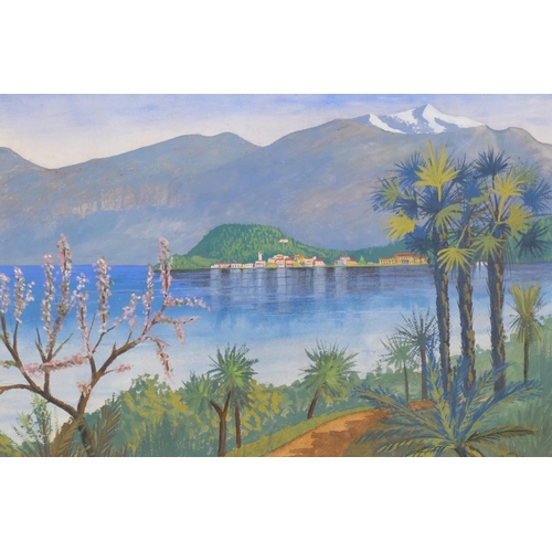 217 - David Howarth, tropical lake scene, oil on board, circa 1960s, 35cm x 52cm, framed and glazed