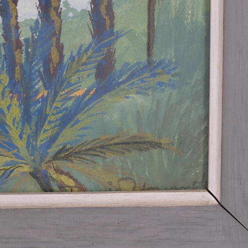 217 - David Howarth, tropical lake scene, oil on board, circa 1960s, 35cm x 52cm, framed and glazed