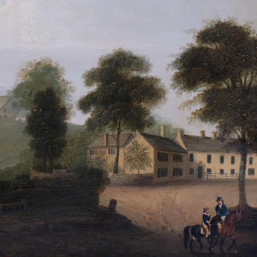 219 - **Withdrawn** - John Opie (1761 - 1807), street scene at Disley (Cheshire), oil on board, apparently... 