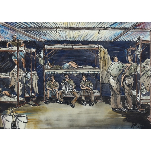 235 - Captain Jack Godfrey-Gilbert, Gibraltar Sappers in their tunnel accommodation, watercolour, dated 19... 