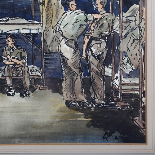 235 - Captain Jack Godfrey-Gilbert, Gibraltar Sappers in their tunnel accommodation, watercolour, dated 19... 