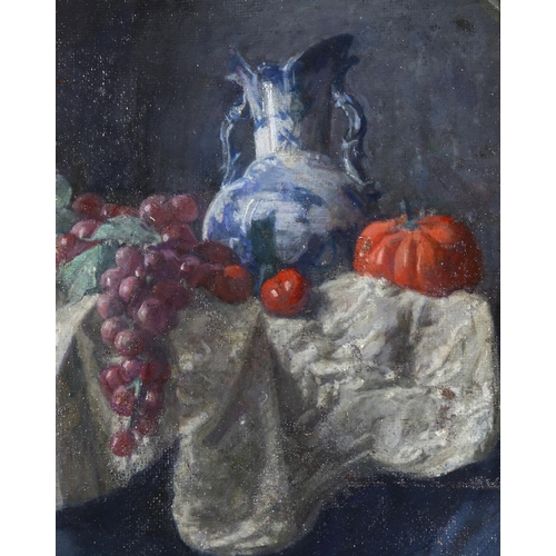 240 - Still life study, early to mid-20th century oil on board, unsigned, 24cm x 20cm, framed