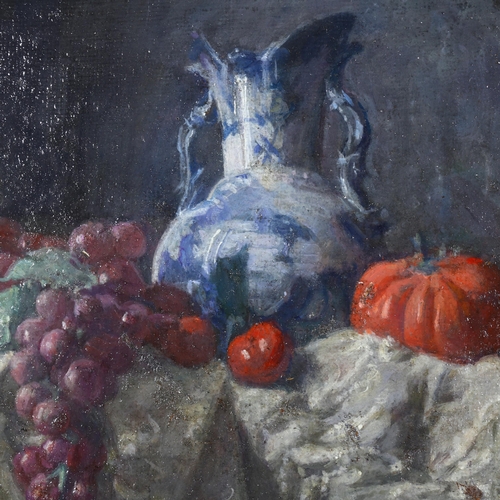 240 - Still life study, early to mid-20th century oil on board, unsigned, 24cm x 20cm, framed