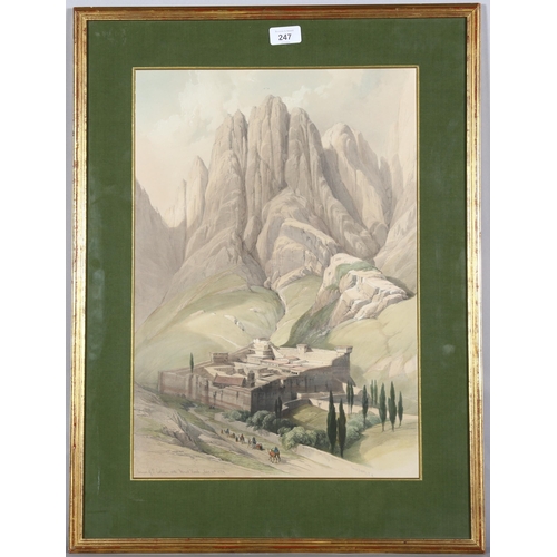 247 - David Roberts, Convent Of St Catherine With Mount Horeb 1839, colour lithograph, 50cm x 34cm, framed