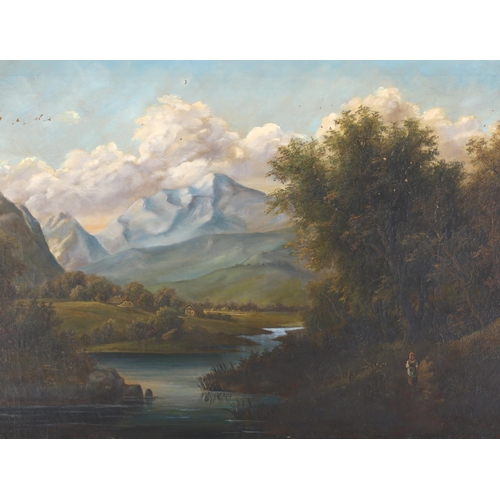 251 - E Boehm, extensive Continental landscape, oil on canvas, 68cm x 105cm, framed