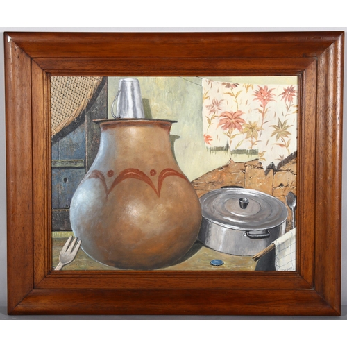 257 - Daniel da Silva Paula, kitchen still life, oil on canvas, 2002, 40cm x 50cm, framed