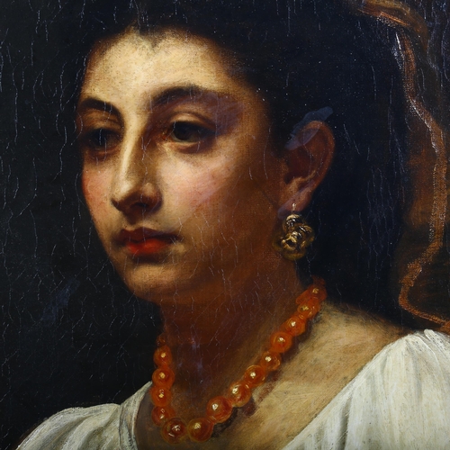 258 - Attributed to Julia Bracewell Folkard, portrait of an Italian woman, 19th century oil on canvas, sig... 