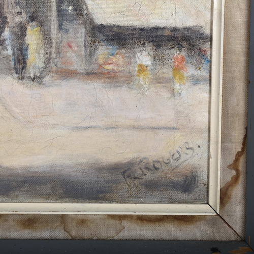 260 - F Rogers, street scene, mid-20th century oil on canvas, 46cm x 36cm, framed