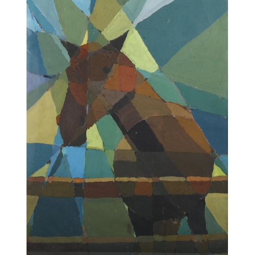 262 - Abstract horse, mid-20th century oil on paper, unsigned, 61cm x 44cm, framed and glazed