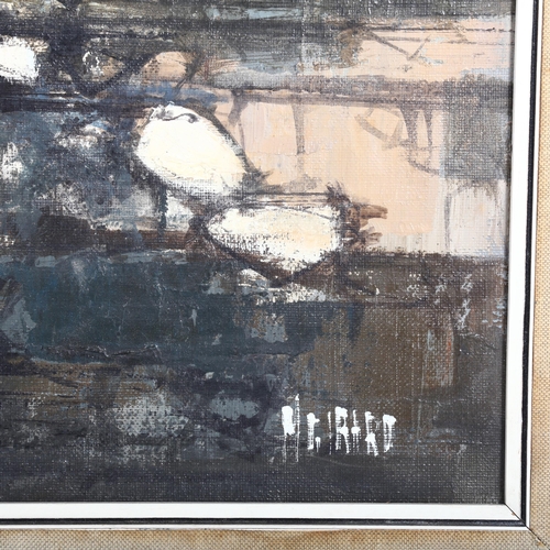 264 - Marius Girard (1927 - 2014), estuary at low tide, oil on canvas, 40cm x 80cm, framed