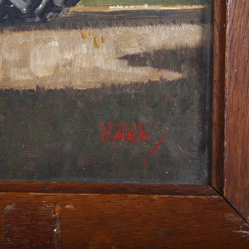 266 - Leslie Carr (1891 - 1961), diesel locomotive train, oil on board, 40cm x 50cm, framed and glazed