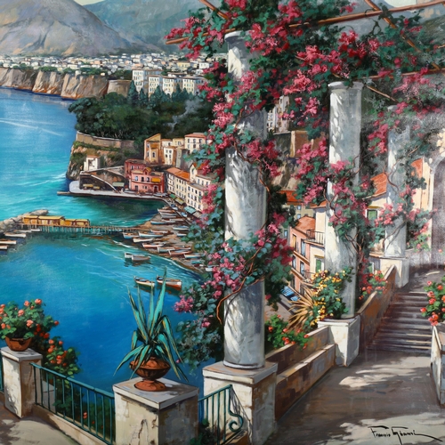 268 - Ferruccio Gianni, Marina Grande Da Sorrento, unstretched oil on canvas, 100cm x 70cm, unframed