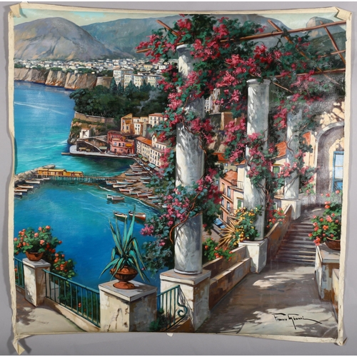 268 - Ferruccio Gianni, Marina Grande Da Sorrento, unstretched oil on canvas, 100cm x 70cm, unframed