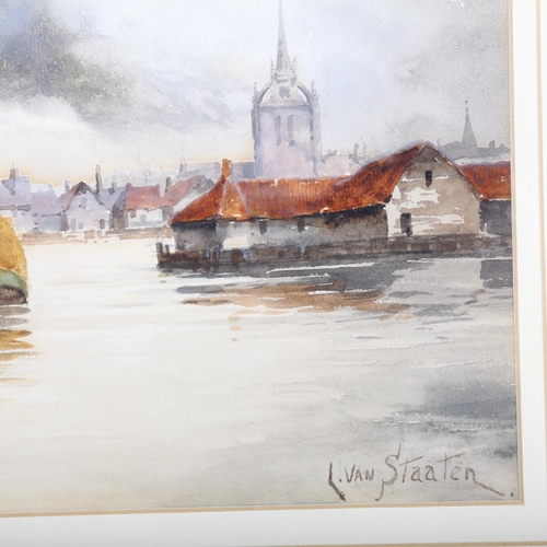 270 - Louis van Staaten, Dutch river scene, watercolour, 36cm x 53cm, framed