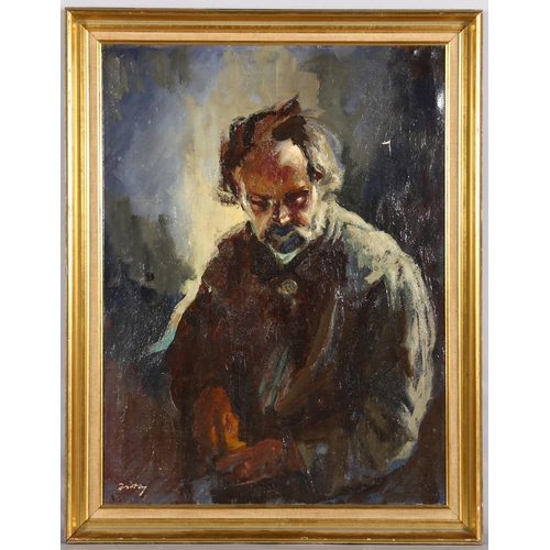 273 - Akos Zsoter (1895 - 1983), Old Man, 1964, oil on canvas, 61cm x 46cm, framed