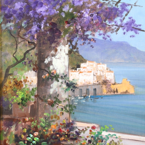 278 - V Laricchia, Amalfi coast, oil on canvas, 30cm x 24cm, framed