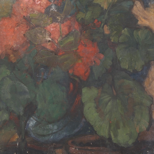 284 - Attributed to Herbert Davis Richter (1874 - 1955), oil on canvas, still life flowers, unsigned, 77cm... 