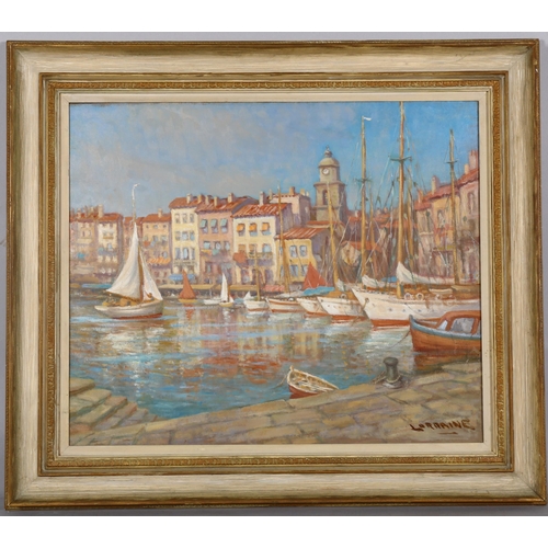 292 - Lorraine, Continental harbour scene, oil on board, signed, 60cm x 49cm, framed