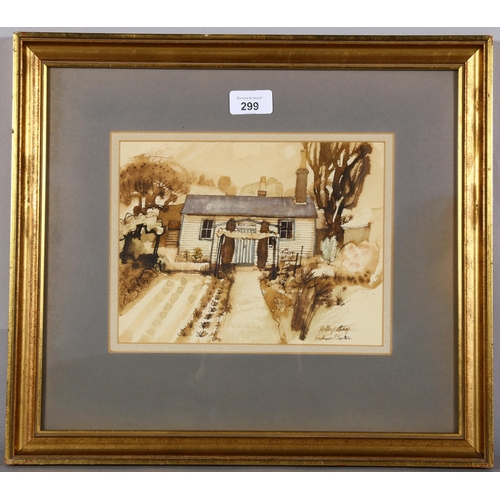 299 - Graham Clarke (born 1941), Holly Cottage, watercolour, signed, 23.5cm x 17.5cm, framed