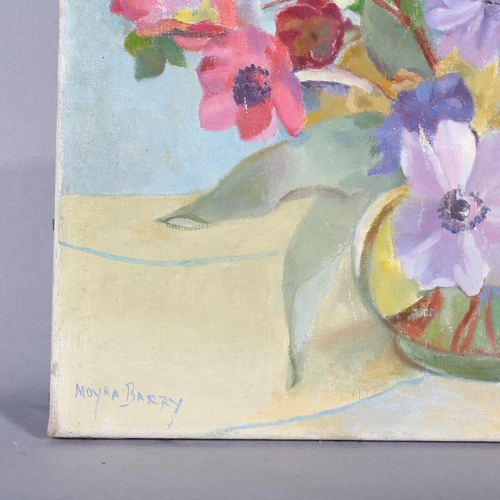 306 - Moyra Barry (1886 - 1960), still life flowers in vase, oil on canvas, signed, 50cm x 40cm, unframed