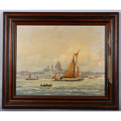 312 - Demick Smedley, Thames at Blackfriars with view of St Paul's Cathedral, oil on canvas, signed, 49cm ... 