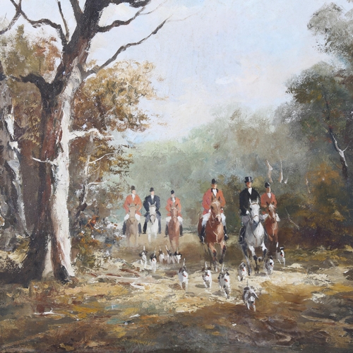 314 - Ernesto Aliotti, horse and hounds hunting scene, oil on canvas, signed, 79cm x 59cm, framed