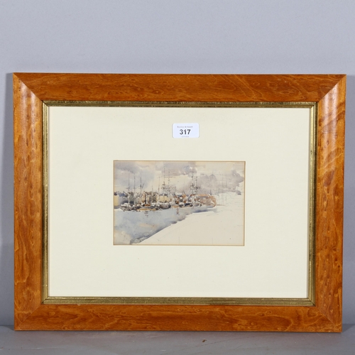 317 - Attributed to William Thomas Martin Hawksworth (1853 - 1935), harbour scene, unsigned, 19cm x 12cm, ... 