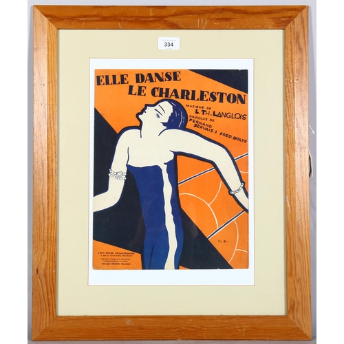 334 - After Rene Magritte, a 1927 music sheet zincograph print cover design, 27cm x 34.5cm, framed