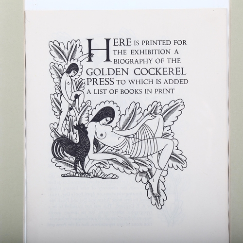 343 - Eric Gill, original prospectus with wood engravings, Golden Cockerel Press, 18cm x 25cm, framed