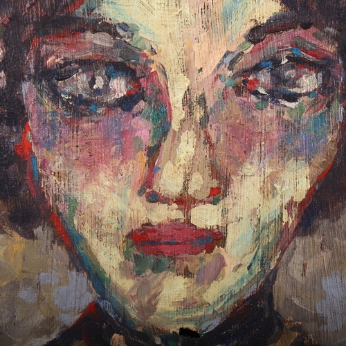 366 - Continental School, portrait of a young woman, indistinctly signed, 32cm x 40cm, unframed