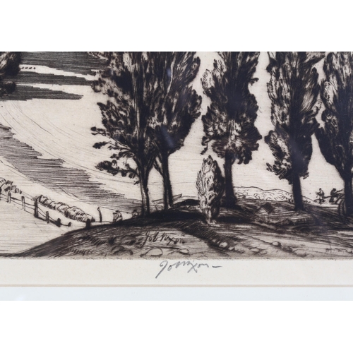 369 - Job Nixon, architectural pencil study, together with pencil signed etching, largest 38cm x 28cm, bot... 