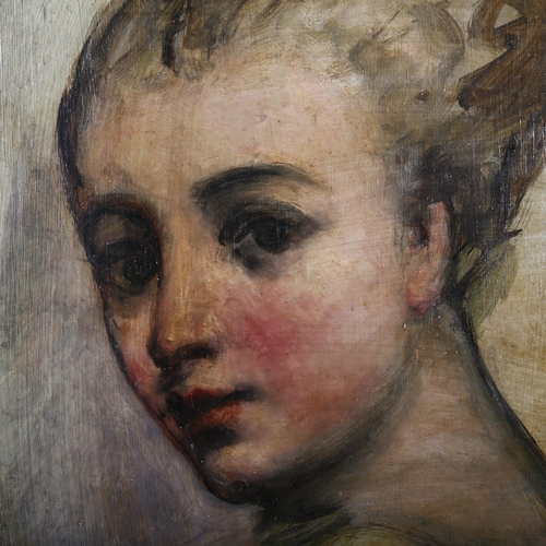 370 - Portrait of a young woman, oil on board, unsigned, 33cm x 48cm, framed